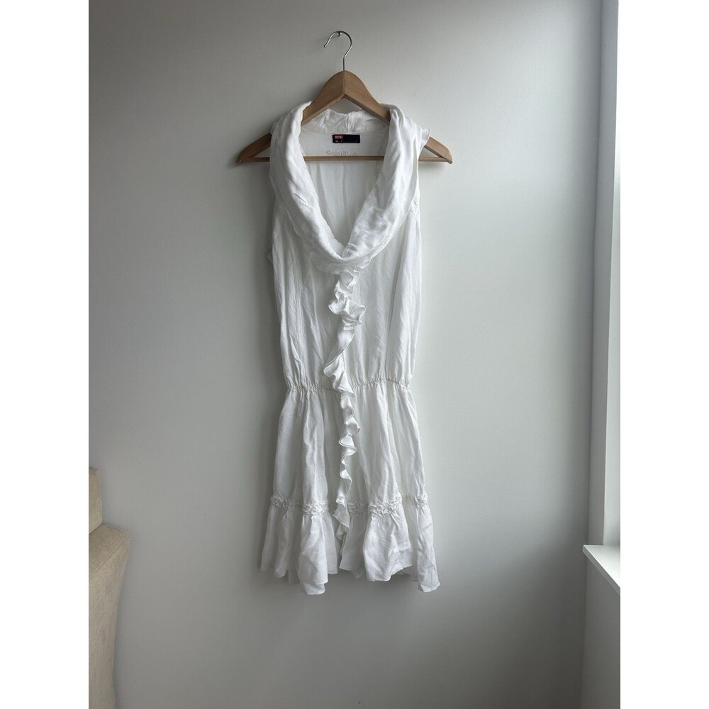 Diesel White Sleeveless Ruffle Mini Dress